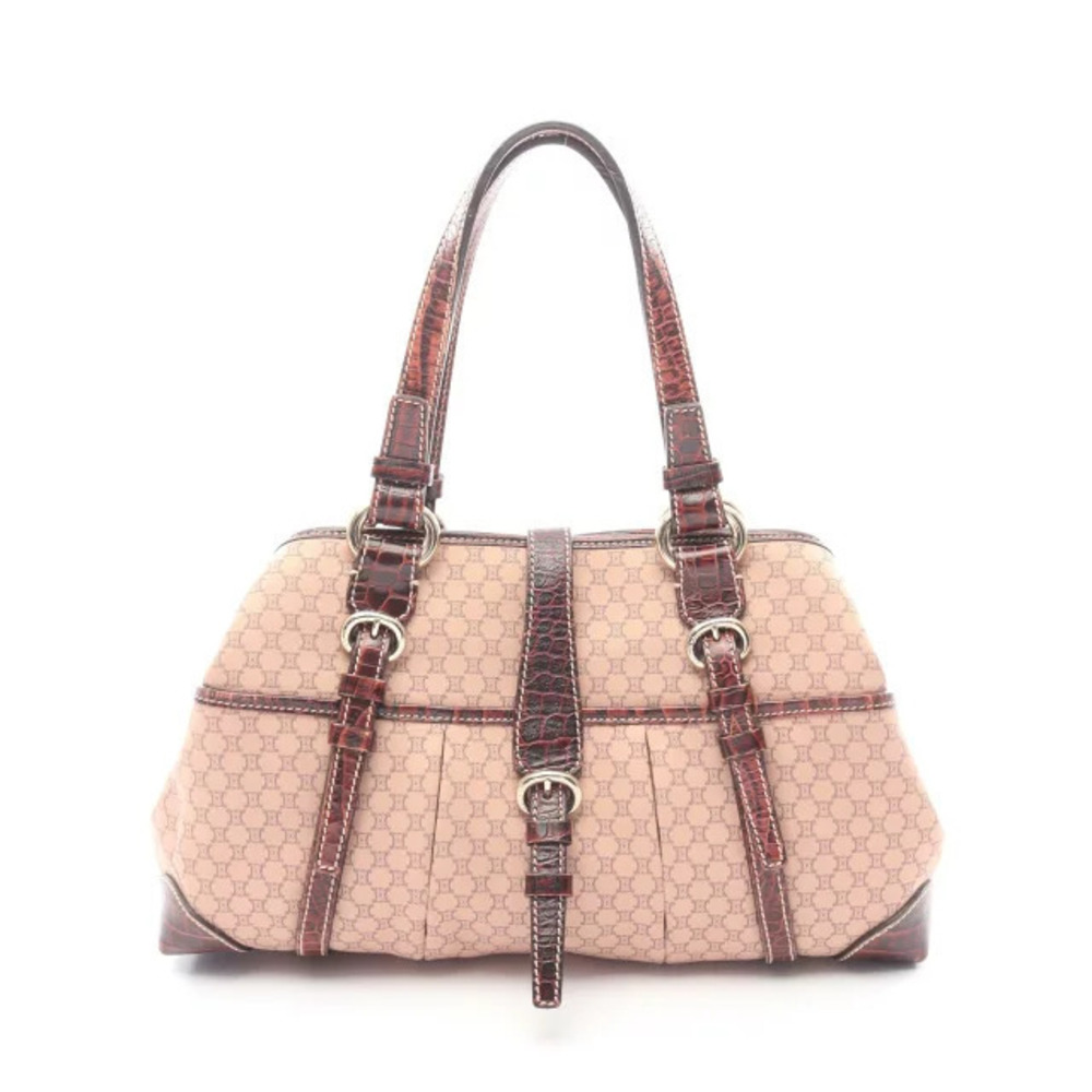 Celine Macadam handbag canvas leather pink brown tones